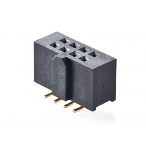 2.54mm FEMALE HEADER SMT 180° WITHOUT POST PLUS VOID 4PINS WITH POLARIZING LONGER RIB DUAL ROW Manufacturers in Delhi